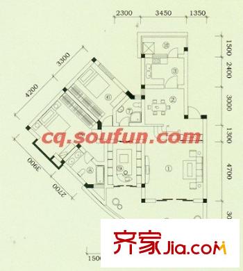 世紀(jì)陽(yáng)光新尚城戶型圖G型 3室2廳2衛(wèi)1廚