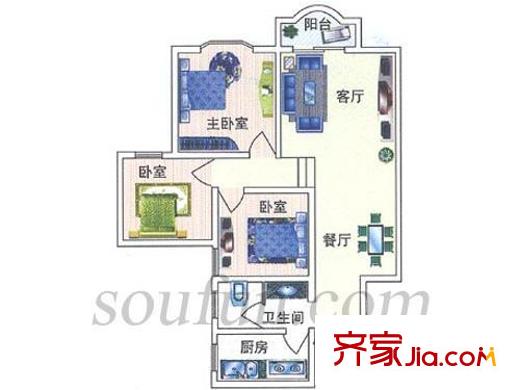 鳳天花園戶型圖戶型圖3室 3室2廳1衛(wèi)1廚