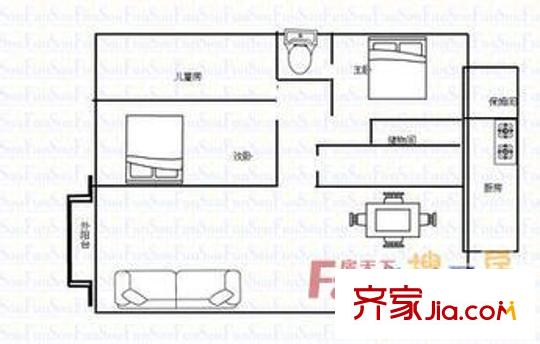 鳳天花園 2室 戶型圖