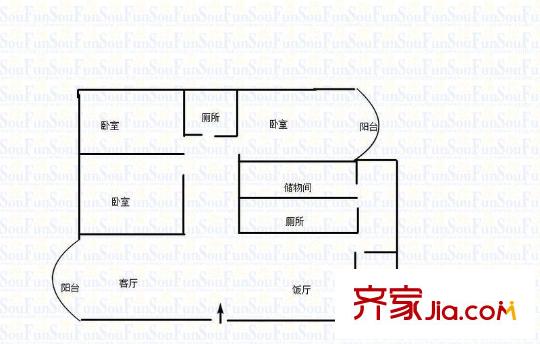 鳳天花園 3室 戶型圖