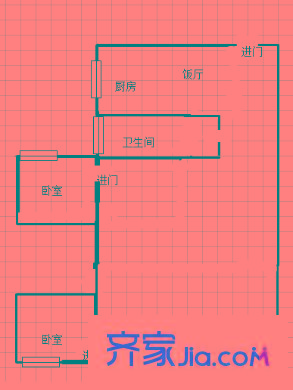 新農街小區(qū) 2室 戶型圖
