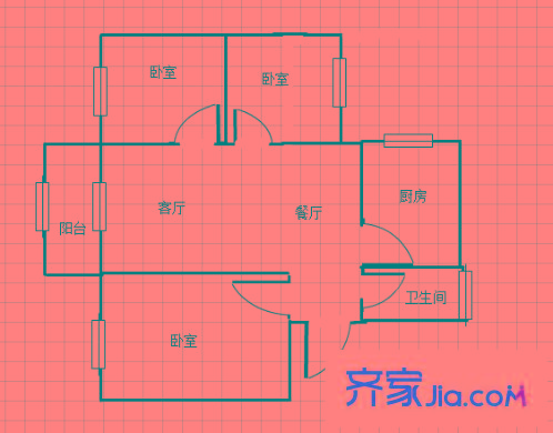 新農(nóng)街小區(qū) 3室 戶型圖