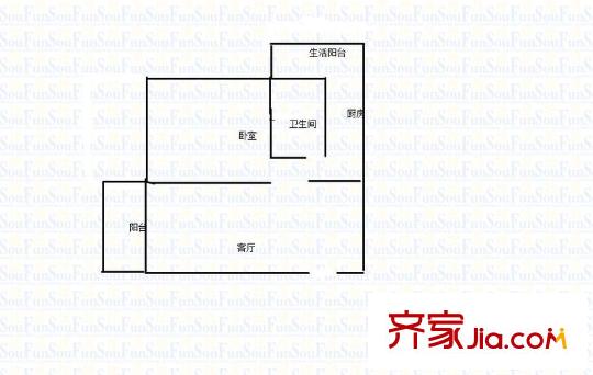 萬達(dá)廣場(chǎng)二組團(tuán) 1室 戶型圖