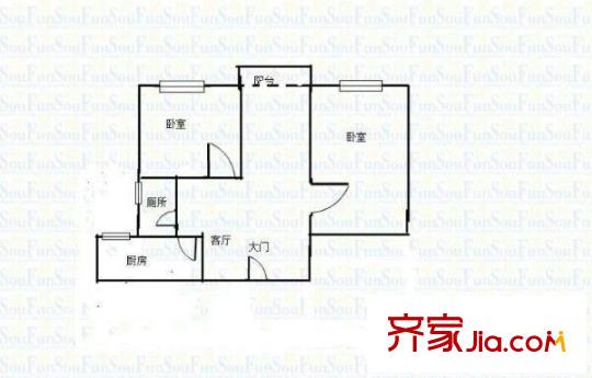 萬達(dá)廣場二組團(tuán) 2室 戶型圖