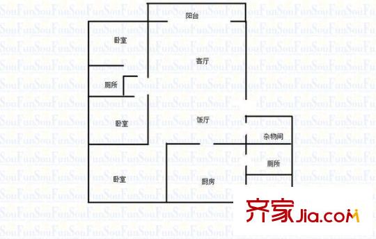 新農(nóng)街小區(qū) 3室 戶型圖