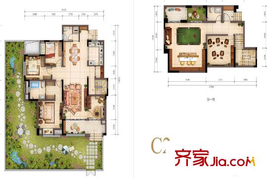 萬科悅灣三期高爾夫和院洋房11號(hào)樓C2戶型 3室2廳3衛(wèi)1廚