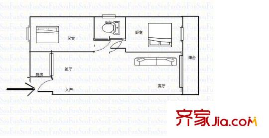 芳草地自由港灣 2室 戶型圖