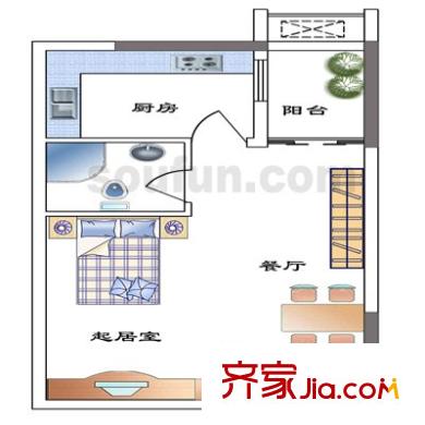 天倫海苑 1室 戶型圖