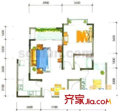 芳草地自由港灣 2室 戶型圖