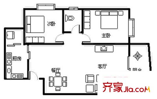 天倫海苑 2室 戶型圖