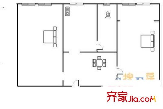 人民路小區(qū) 2室 戶型圖