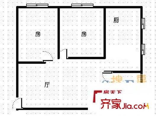 人民路小區(qū) 2室 戶型圖