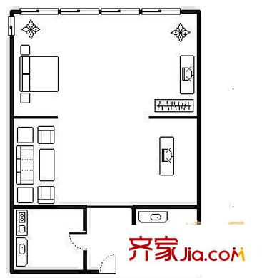 人民路小區(qū)戶型圖人民路 1室1廳1衛(wèi)1廚