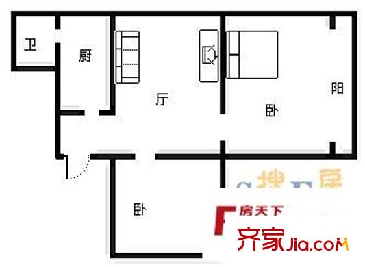 南坪正街小區(qū) 2室 戶型圖