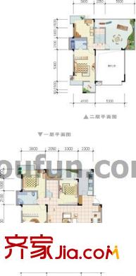 金科天籟城紫園戶型圖A1一層平面圖 3室2廳2衛(wèi)1廚