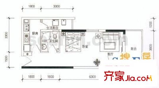 都市風(fēng)采 1室 戶型圖