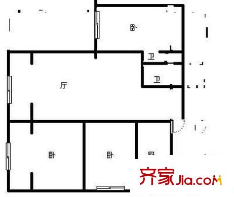 人民路小區(qū) 3室 戶型圖