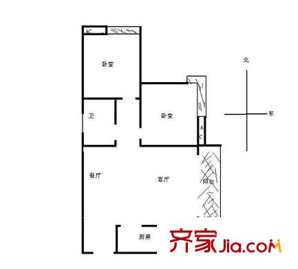 南坪正街小區(qū) 2室 戶型圖