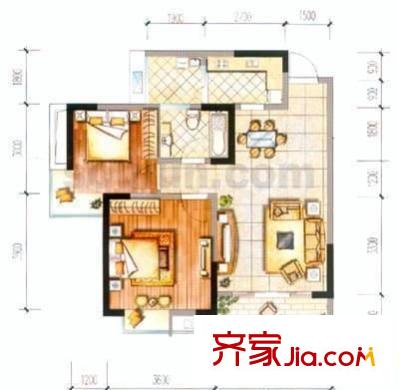 金科天籟城紫園 2室 戶型圖