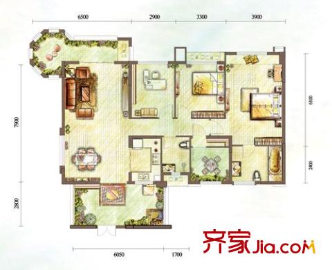 花千樹(龍湖)戶型圖花千樹(龍湖) 4室 戶型圖 4室2廳2衛(wèi)1廚