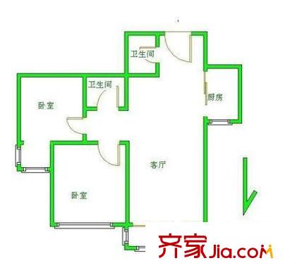 都市風(fēng)采 2室 戶型圖