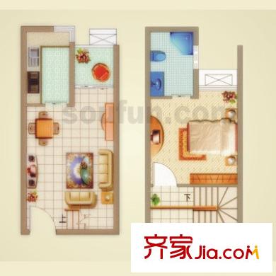 瑪雅上層戶型圖E 1室1廳1衛(wèi)1廚