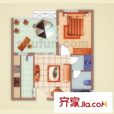 瑪雅上層戶型圖C 1室1廳1衛(wèi)1廚