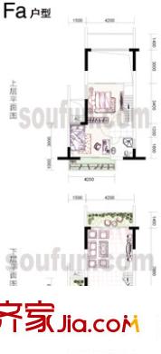 財(cái)信弗瑞登戶型圖Fa-2 2室2廳1衛(wèi)1廚