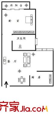 渝海知音閣 1室 戶型圖