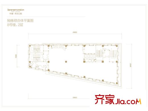 中渝香奈公館1期8號樓2層步行街平面圖 1室1廳1衛(wèi)1廚