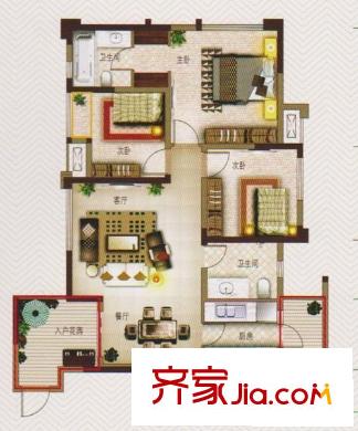 麗景天成 3室 戶型圖