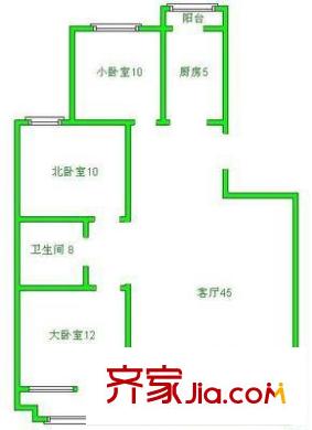 彩甸苑 3室 戶型圖
