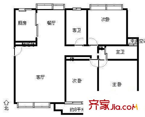 彩甸苑 3室 戶型圖