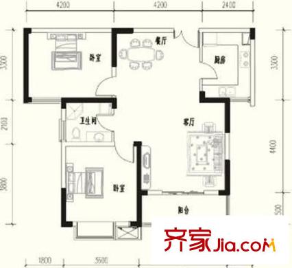 彩甸苑 2室 戶型圖