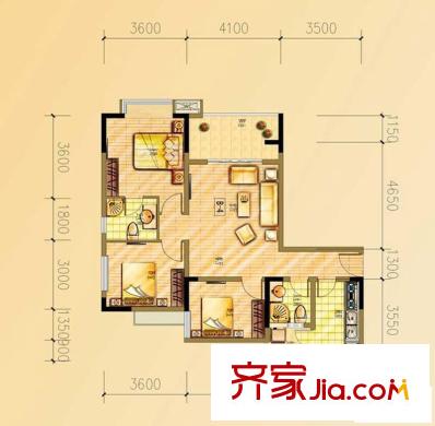 碧水云天戶型圖一期8號(hào)樓標(biāo)準(zhǔn)層B4戶型 3室2廳2衛(wèi)1廚