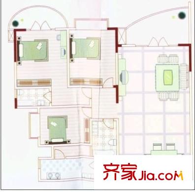 榮升錦瑟華年 3室 戶型圖