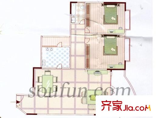榮升錦瑟華年戶型圖戶型圖 2室1廳1衛(wèi)1廚