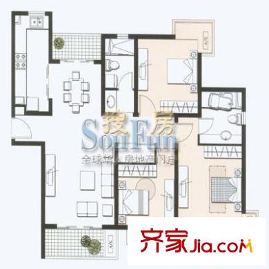 榮升錦瑟華年 3室 戶型圖
