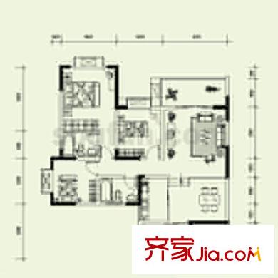 中新城上城二期 2室 戶型圖