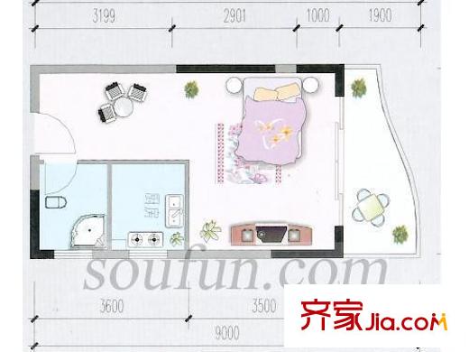 自由左岸戶型圖戶型圖 1室1廳1衛(wèi)