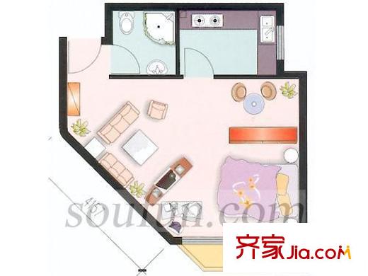 自由左岸戶型圖戶型圖 1室1廳1衛(wèi)