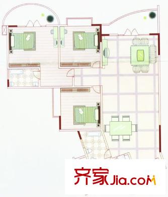 榮升錦瑟華年 3室 戶型圖