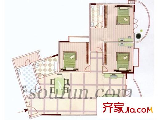 榮升錦瑟華年戶型圖戶型圖 3室2廳2衛(wèi)1廚