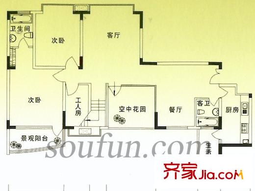 清邁陽(yáng)光戶型圖躍一層 4室2廳3衛(wèi)1廚