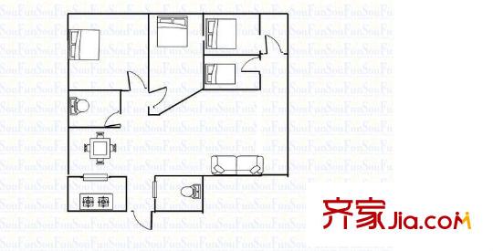 嘉福苑二期 3室 戶型圖