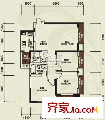 嘉福苑二期 3室 戶型圖