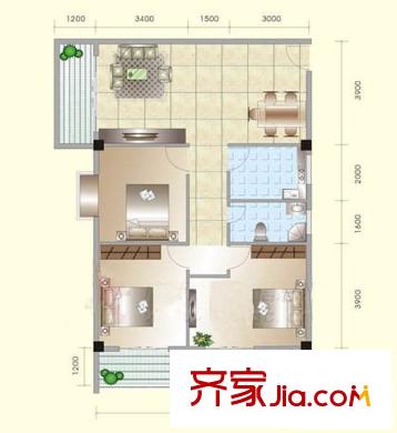 嘉福苑二期 3室 戶型圖