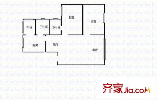 燕渝苑 2室 戶型圖