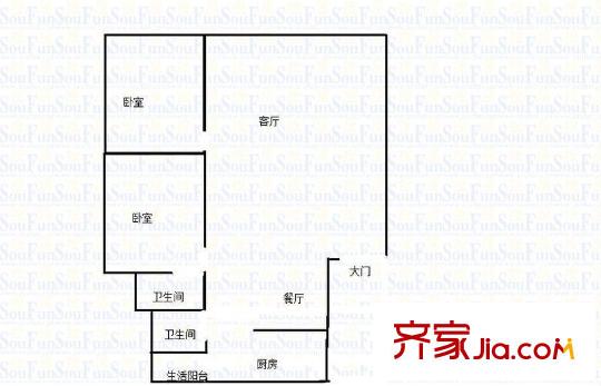 燕渝苑 2室 戶型圖