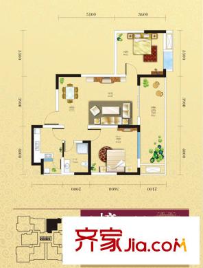盛美居一期2棟-10戶型標(biāo)準(zhǔn)層 2室2廳1衛(wèi)1廚